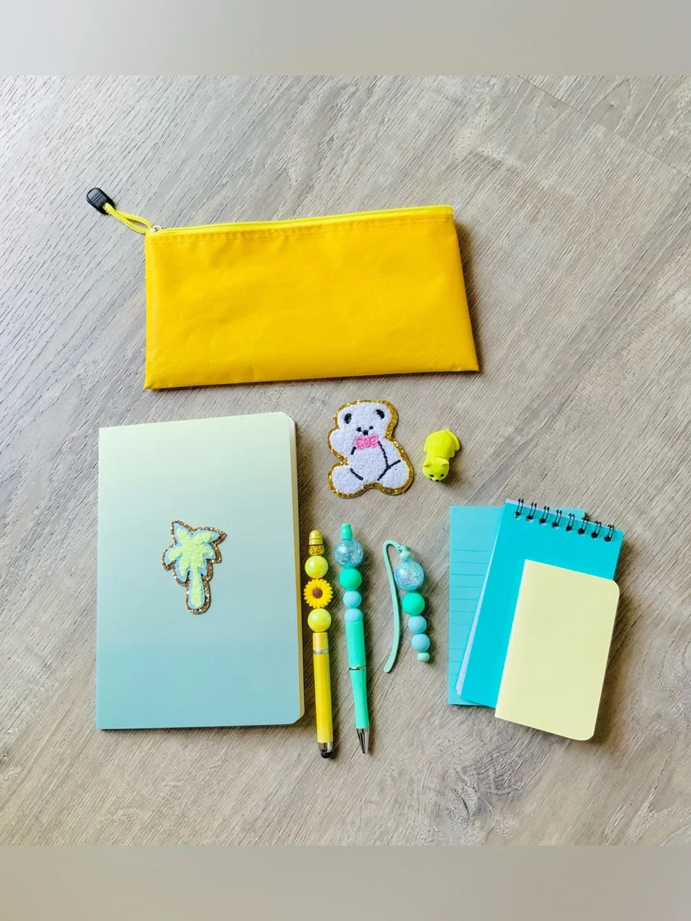NEW📚 Handcrafted Stationery Set w/ SCL Palm Tree Patched Journal & More!